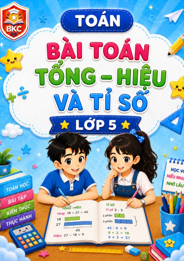 Ảnh bìa BÀI TOÁN TỔNG – HIỆU VÀ TỈ SỐ - LỚP 5